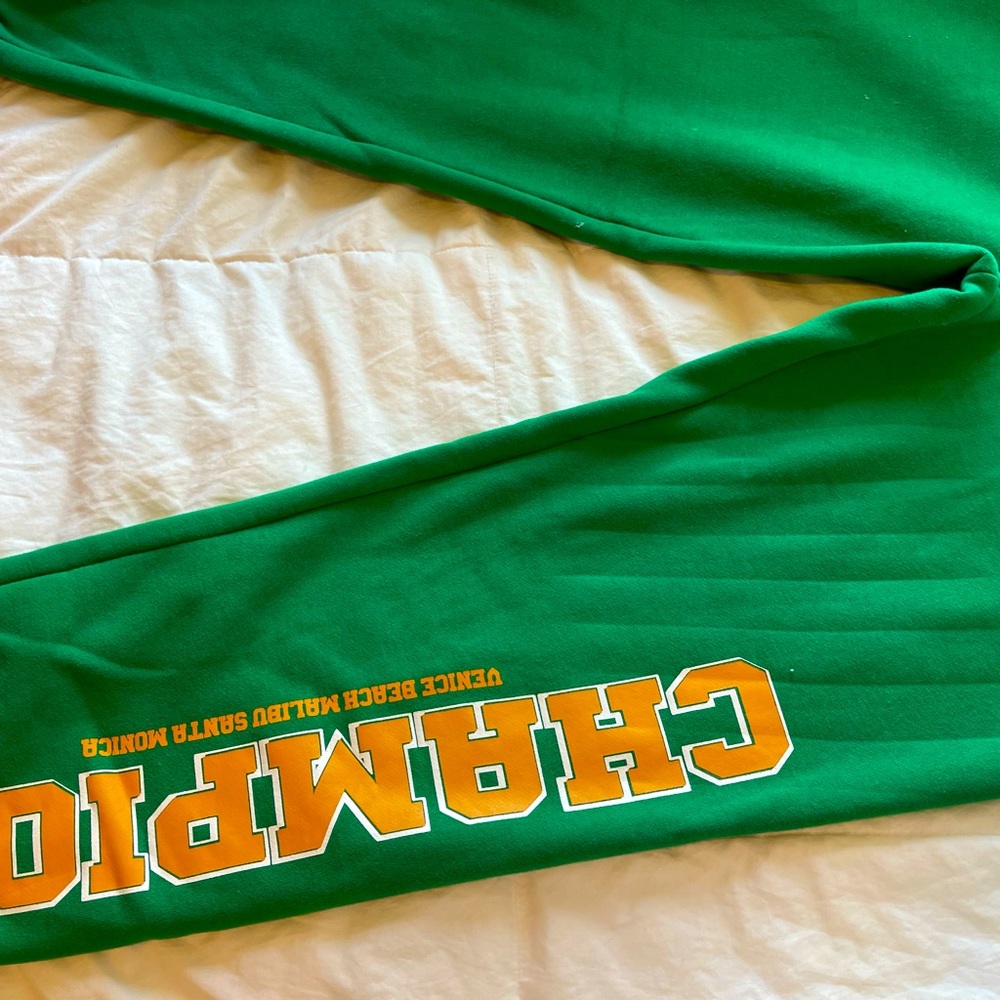 Comfy Green Sweatpants With Campion Print Detail